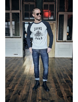 T-SHIRT CHRISTOPHER BIKER INSCRIPTION SEVENTIES ET RETRO SOUND ROAD DE LA MARQUE FREEMAN BY MG L'HOMME.