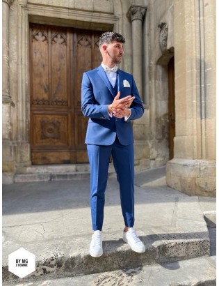 COSTUME 3 PIECES MOTIF BLEU MONSIEUR HECTOR BY MG L'HOMME.
