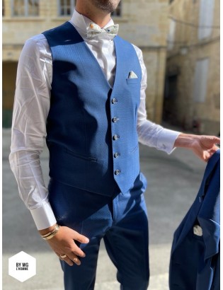 COSTUME 3 PIECES MOTIF BLEU MONSIEUR HECTOR BY MG L'HOMME.