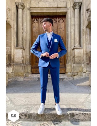 COSTUME 3 PIECES MOTIF BLEU MONSIEUR HECTOR BY MG L'HOMME.