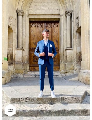 COSTUME 3 PIECES MOTIF BLEU MONSIEUR HECTOR BY MG L'HOMME.