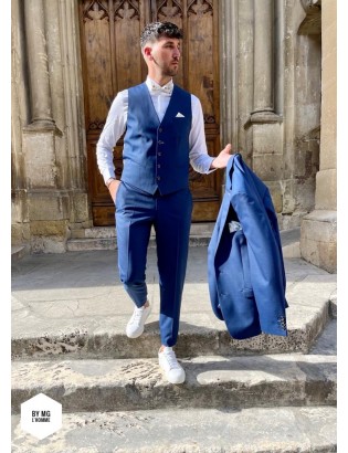 COSTUME 3 PIECES MOTIF BLEU MONSIEUR HECTOR BY MG L'HOMME.